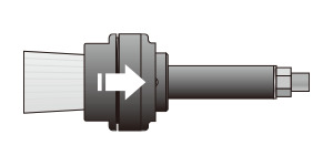 ブラシガン側面図：外筒をブラシ付け根方向にスライドしている